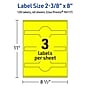 Avery Cigar Laser/Inkjet Multipurpose Labels, 2-3/8" x 8", Neon Yellow (120/Box)~#|#~9AE93DC5-15A6-4677-B435FC1064C749B6_sc7