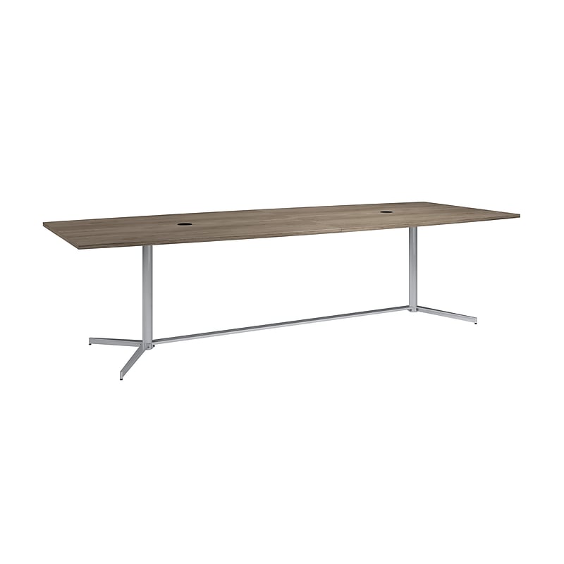 Bush Business Furniture 120W x 48D Boat Shaped Conference Table with Metal Base, Modern Hickory (99TBM120MHSVK) image 1