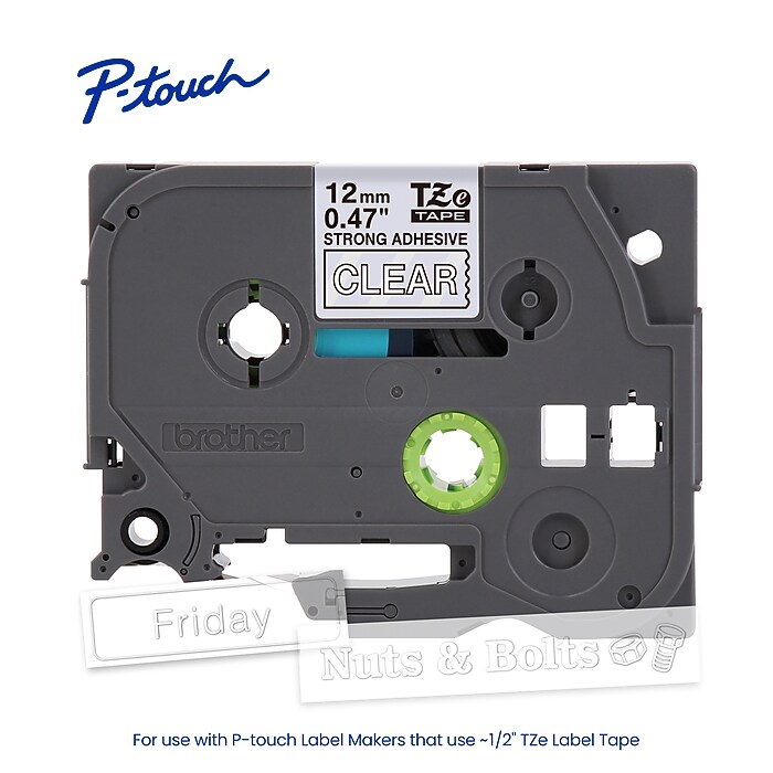 Brother P-touch Strong Adhesive Laminated Label Tape, 1/2