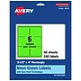 Avery Laser/Inkjet Multipurpose Rectangle Labels, 3-1/3" x 4", Neon Green, 240/Pack (94215)~#|#~9AF6D3FE-448F-4F4D-BB16EC008619D39C_sc7