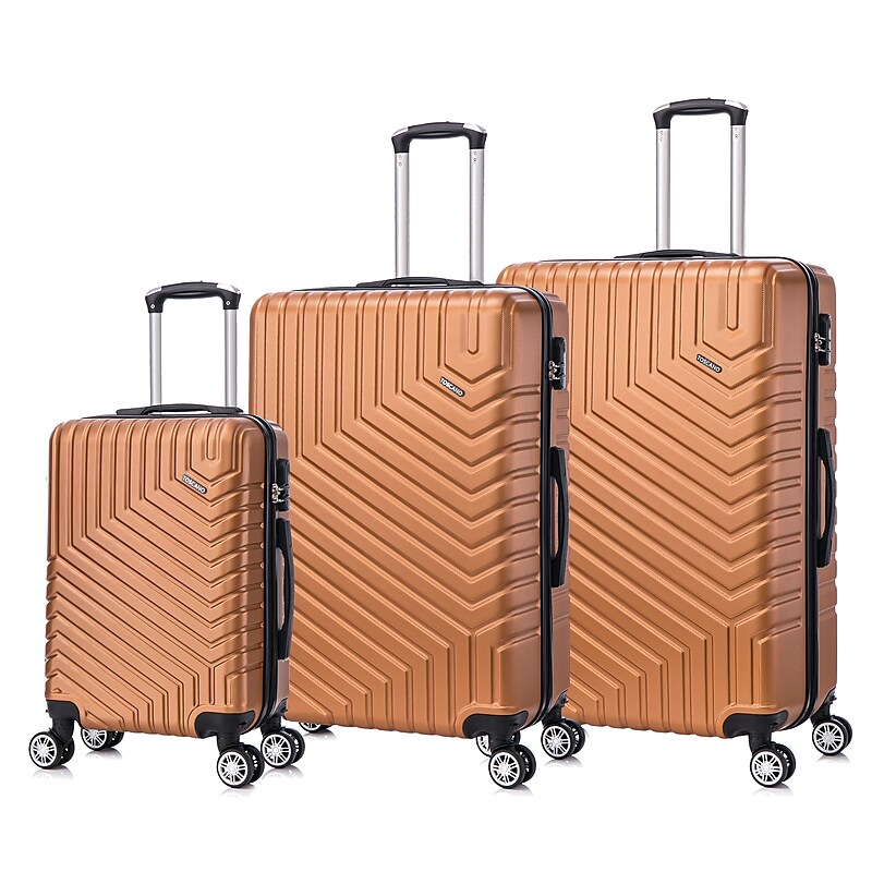 TUCCI 3-Piece Hardside Spinner Carry-On Luggage Set, TSA Checkpoint Friendly, Bronze Gold (S0567-03PC-BRGL) image 1
