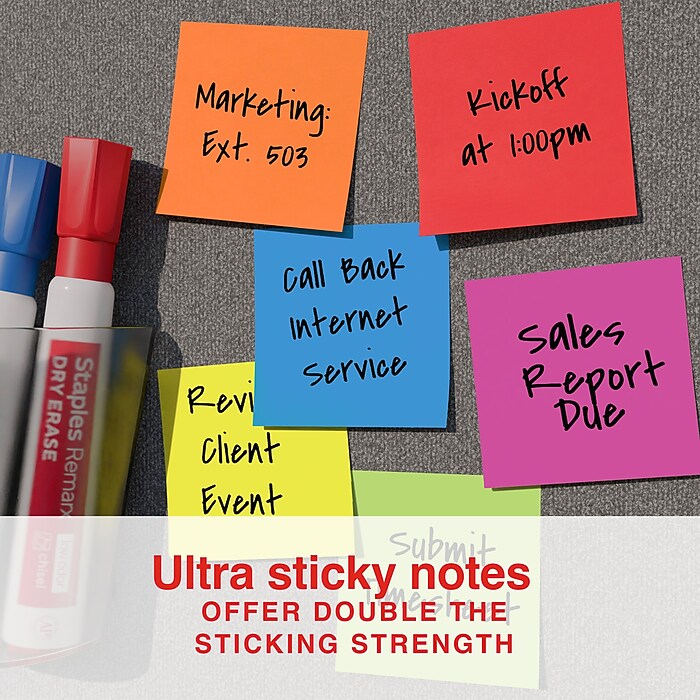 Staples Ultra Sticky Notes, 2