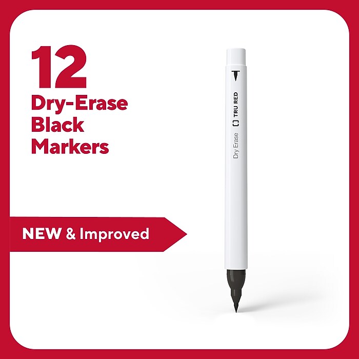 TRU RED Dry Erase Marker, Ultra Fine Tip, Black – Precision Pen