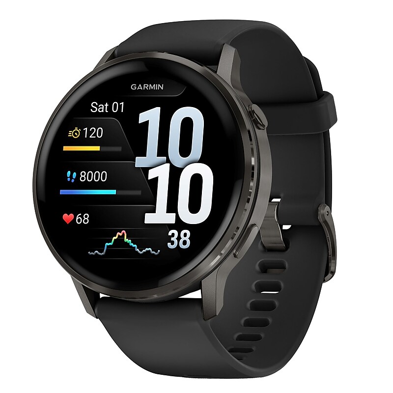 Garmin Venu 4 Fitness Smartwatch, GPS, 45mm, Black Silicone Band (010-03014-00) image 1