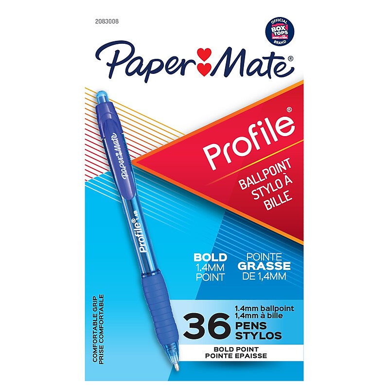 Paper Mate Profile Retractable Ballpoint Pen, Bold Point, Blue Ink, 36/Pack (2083008) image 1