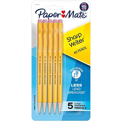 Paper Mate SharpWriter Mechanical Pencil, 0.7mm, 2 Medium Lead, 5/Pack (30376/2119640) Staples