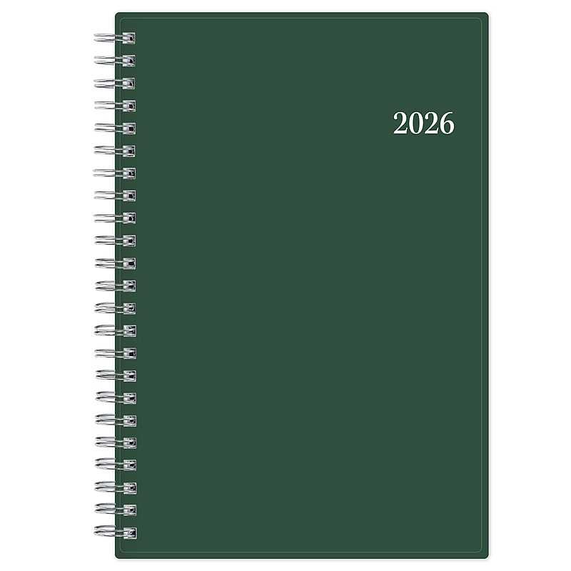 2026 Blue Sky 8" x 5" Weekly & Monthly Personal Organizer, Plastic Cover, Deep Forest Green (154921) image 1