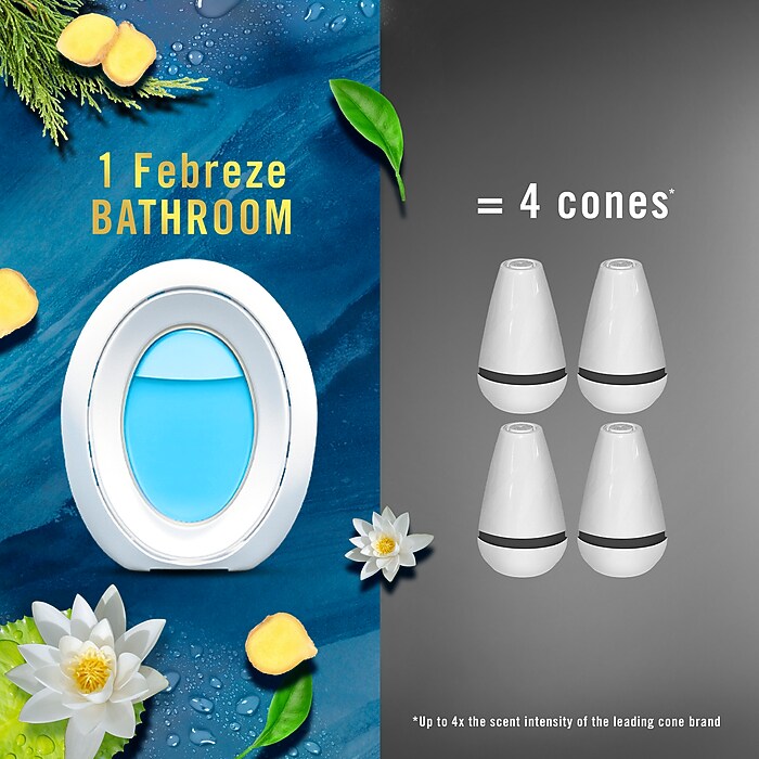 Febreze Bathroom Origins Air Freshener, Ocean Scent, 0.25 oz., 4