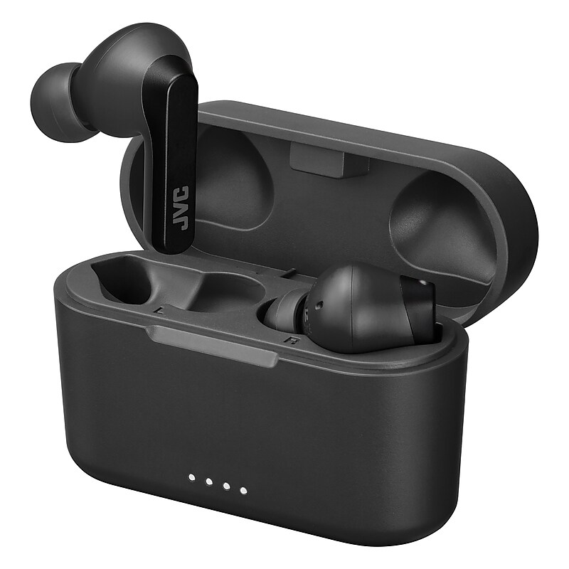 JVC RIPTIDZ True Wireless Earbuds with Charging Case, Bluetooth, Black (HAA9TB) image 1