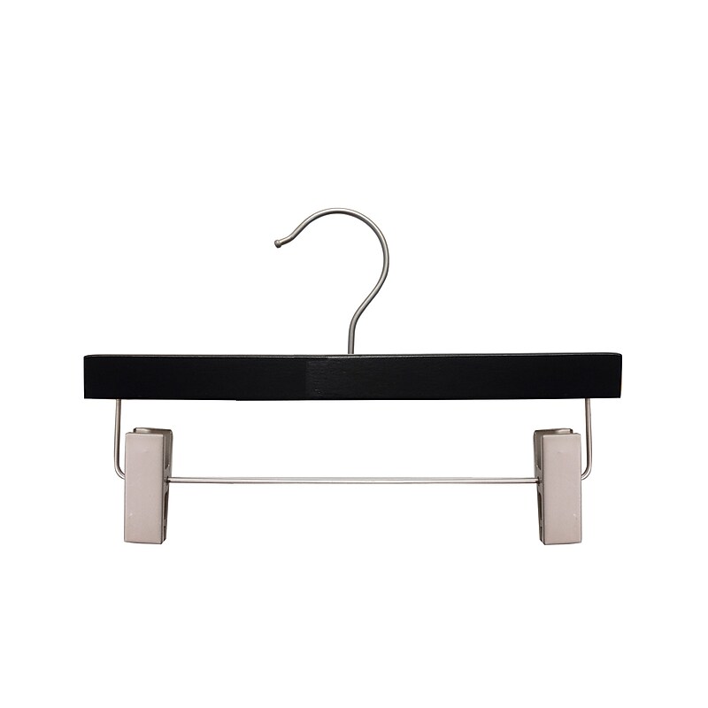 Nahanco 12" Wood Flat Skirt/Slack Hanger, Black, 100/Pack (21212RC) image 1