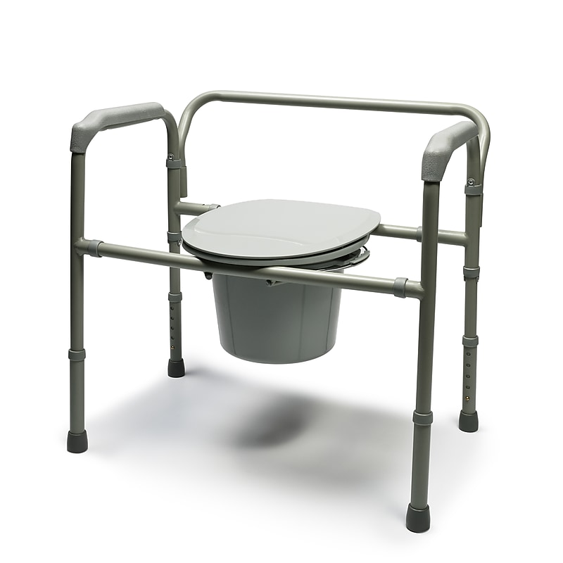 Lumex 3-in-1 Commode, Fixed Arms, Back Bar, Steel Frame, 300Lb. Capacity, 2/Carton (7109A-2) image 1