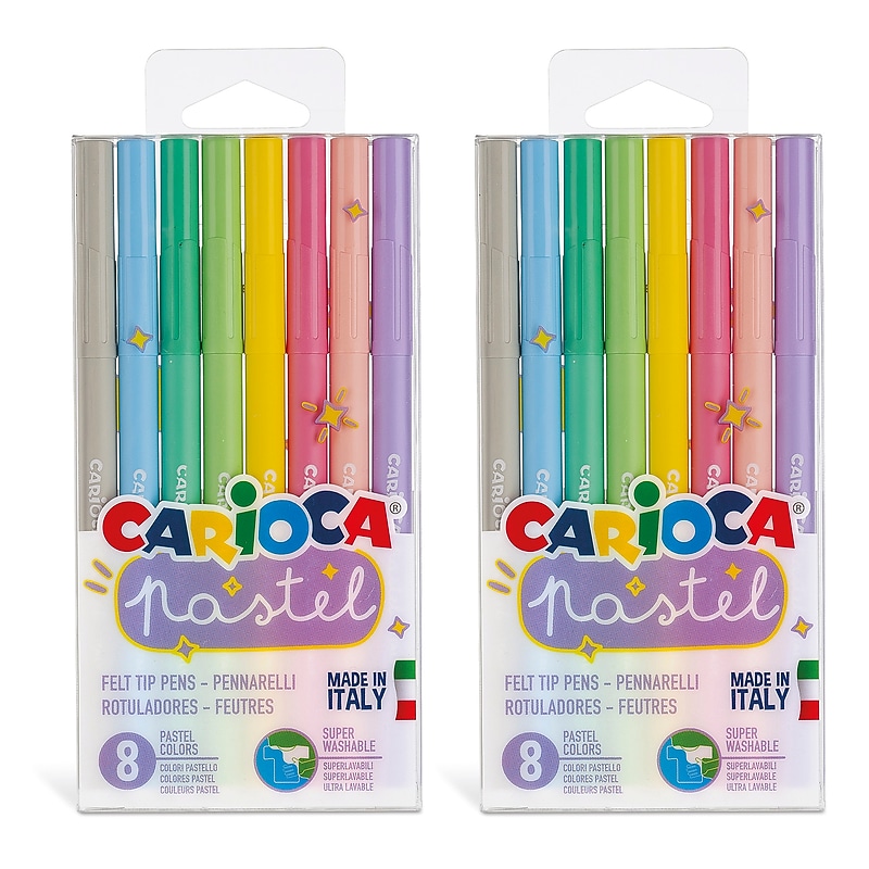 Carioca Pastel Felt Pens, Conical Tip, Assorted Colors, 8/Pack, 2/Bundle (CRA43032-2) image 1
