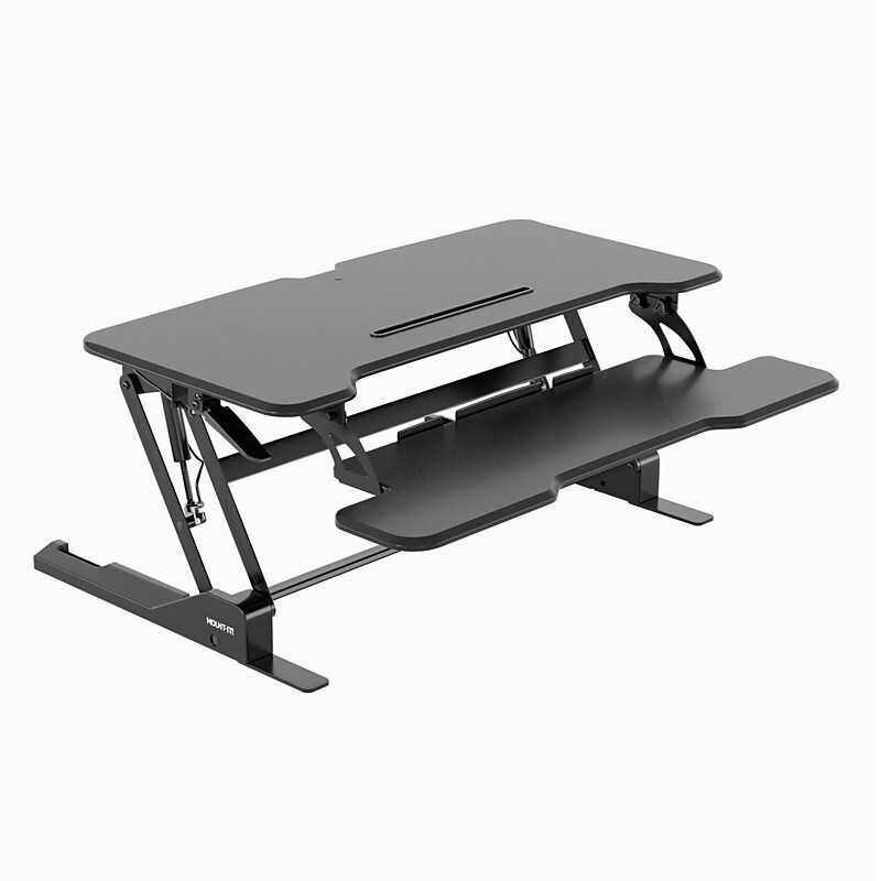 Mount-It! 38"W Manual Rectangular Adjustable Standing Desk Converter, Black (MI-15009) image 1