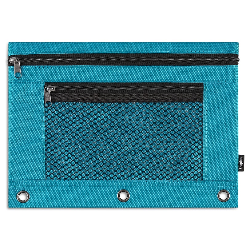 Staples Zipper Pencil Pouches, Assorted Colors, Each (53276) image 1