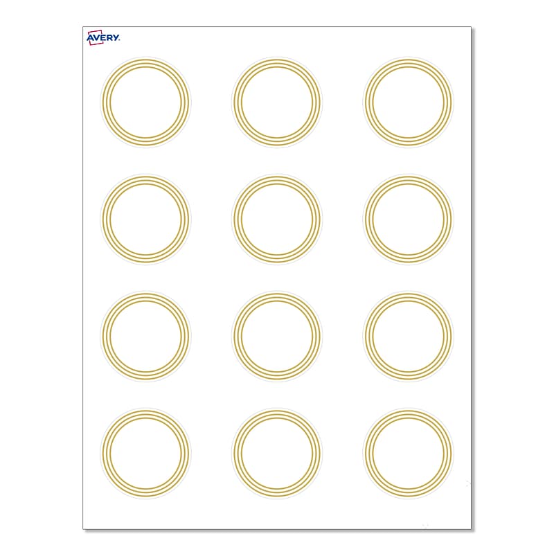Avery Multi-Lined Gold Border Matte Blank Card, White, 120/Pack (S00-D19) image 1