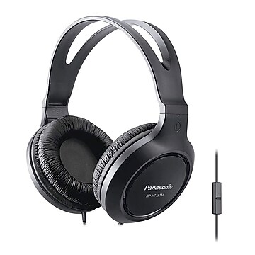 Panasonic Full-Size Long-Cord Over-Ear Headphones, Black (RP-HT161