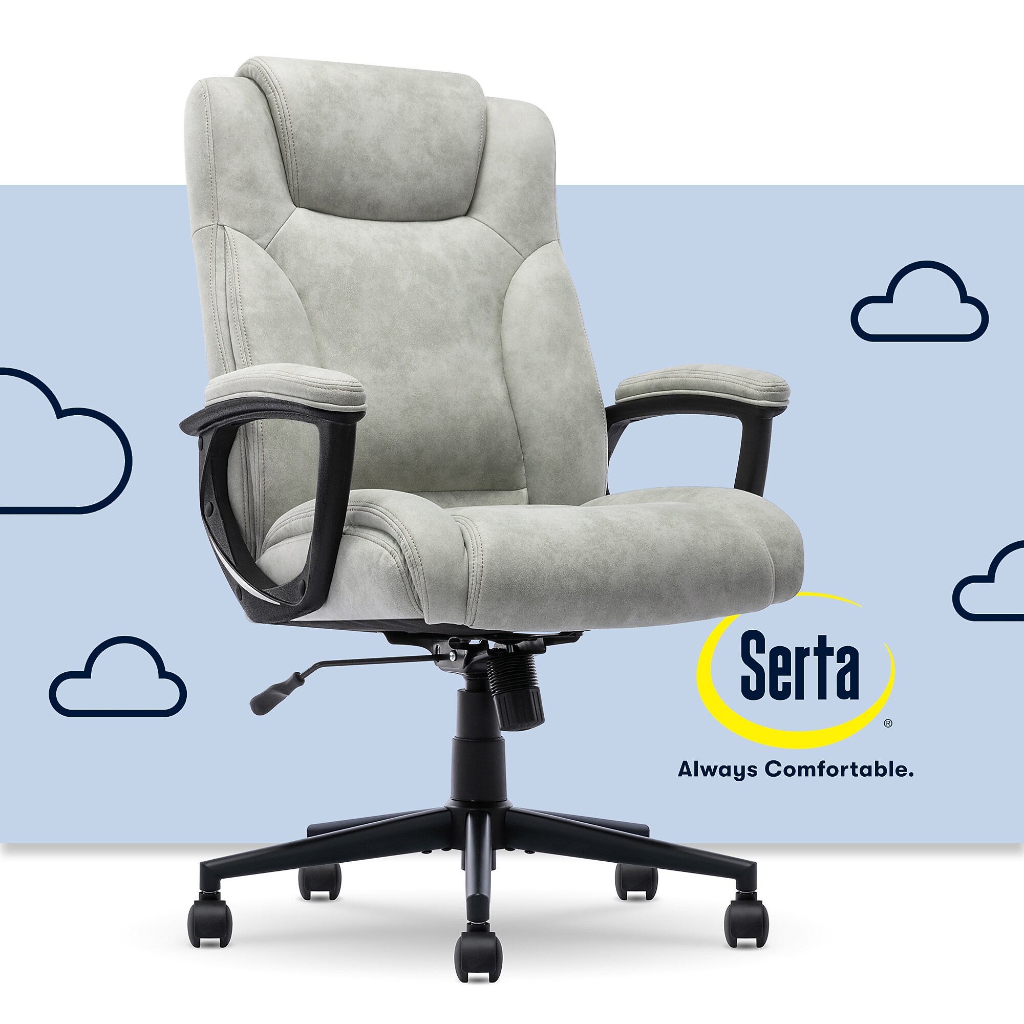 Serta Comfort Eco Ergonomic Velvet Fabric Swivel Executive Chair, Light Grey (CCHR10006A) Sansujyuku sansujyuku.com