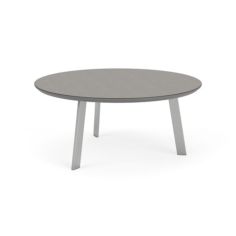 Lesro Luxe 36" Dia Laminate Round Coffee Table, Sarum Twill/Silver (LX0536.SSV.TST) image 1