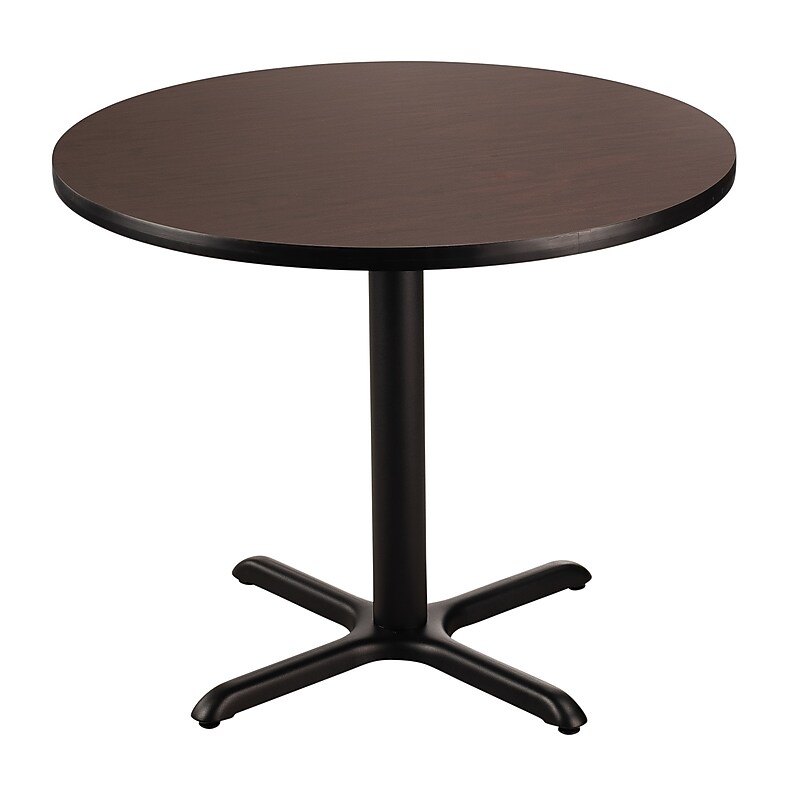 NPS CT Series 36" Round 30" Height Cafe Table, X Base, Black Frame/Mahogany Top (CT13636XDPBTMMY) image 1