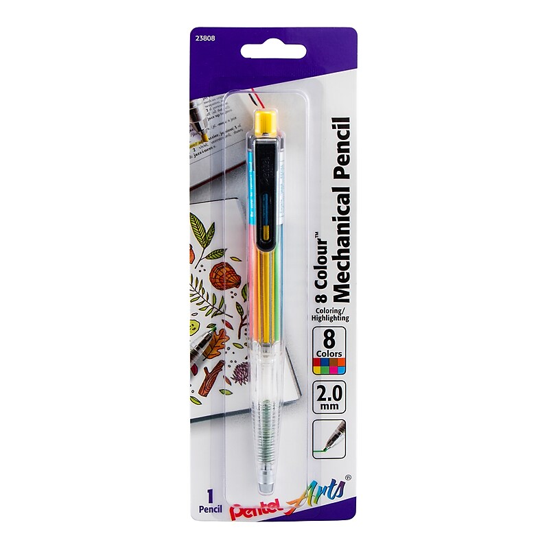 Pentel 8 Color Mechanical Pencil, 2.0mm, #2 Hard Lead (PTAPH158BP) image 1