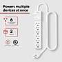 Staples TECH 6-Outlet Surge Protector, 2.5', 1800 Joules, White, 2/Pack (ST62763)~#|#~9B53DEA7-BDFA-4CBA-917B3ABC84077C07_sc7