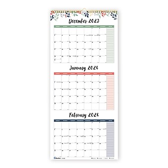 2024 Blueline Leaves 12.5" x 27" Three-Month Wall Calendar (C171129)