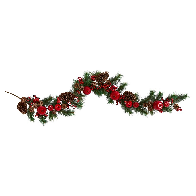 Nearly Natural Artificial Apple, Berries and Pinecone Garland, 6' (4490) image 1