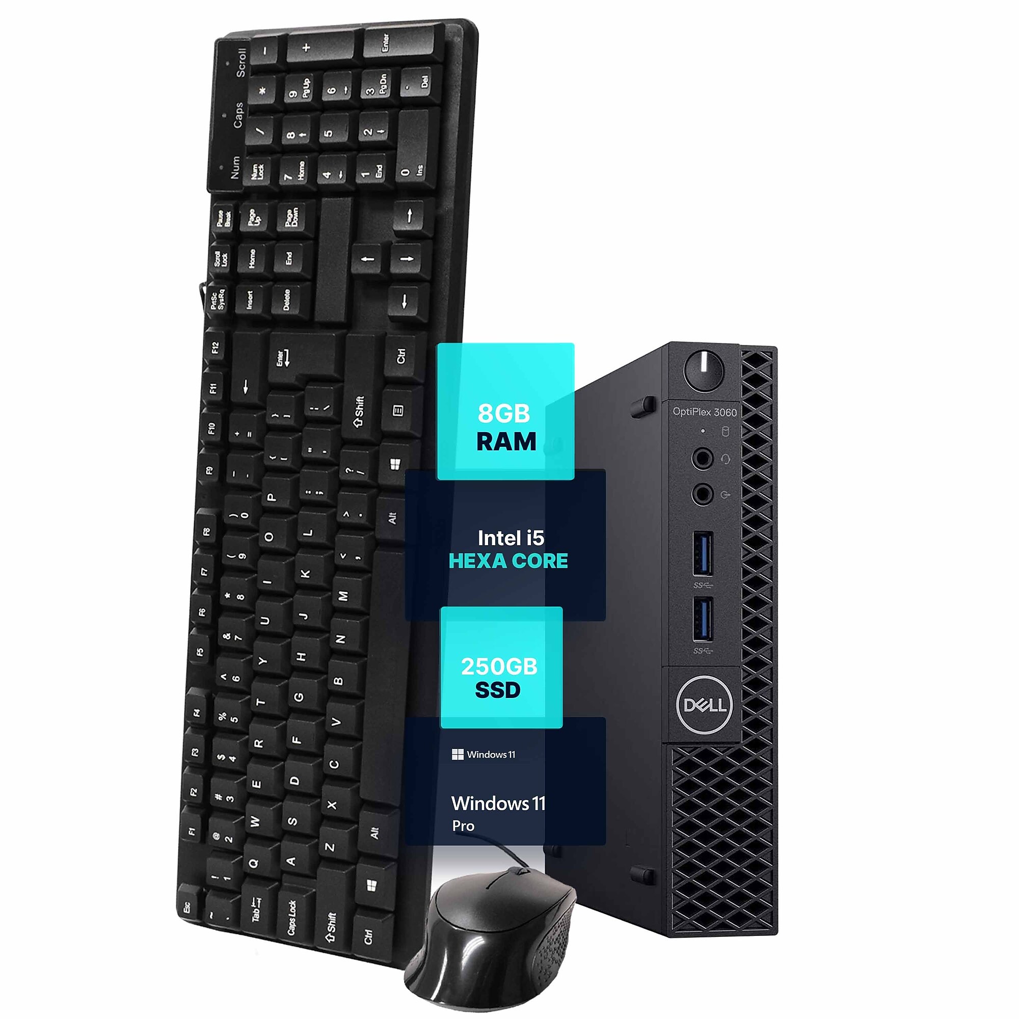 Dell OptiPlex Refurbished Micro Computer, Intel Core i5-8500T, 8GB RAM, 250GB SSD, Windows 11 Pro, Keyboard + Mouse Included Sansujyuku sansujyuku.com