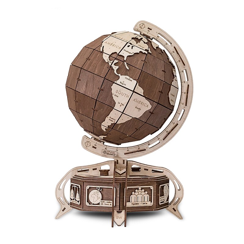 EWA Eco-Wood-Art Globe Brown 3D Wooden STEM Construction Kit, 393 Pieces/Set (AVRAV0523405) image 1