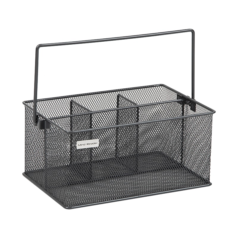 Mind Reader 4-Compartment Metal Organizer Holder Desk Organizer, Gray (MESHBASKET-GRY) image 1