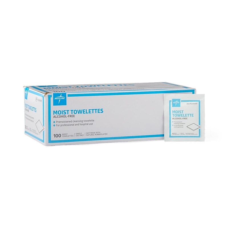 Medline Alcohol-Free Moist Towelettes, 100/Box (MDS094181H) image 1