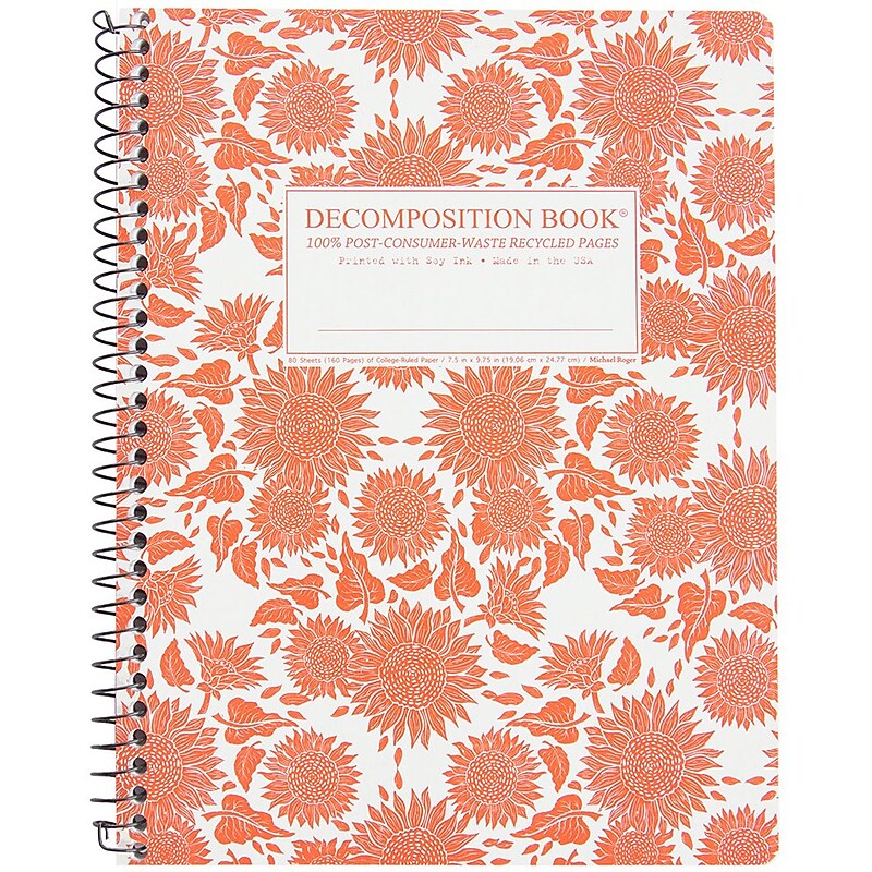 Decomposition Sunflowers 1-Subject Composition Notebooks, College Ruled, 80 Sheets, Orange (16580) image 1