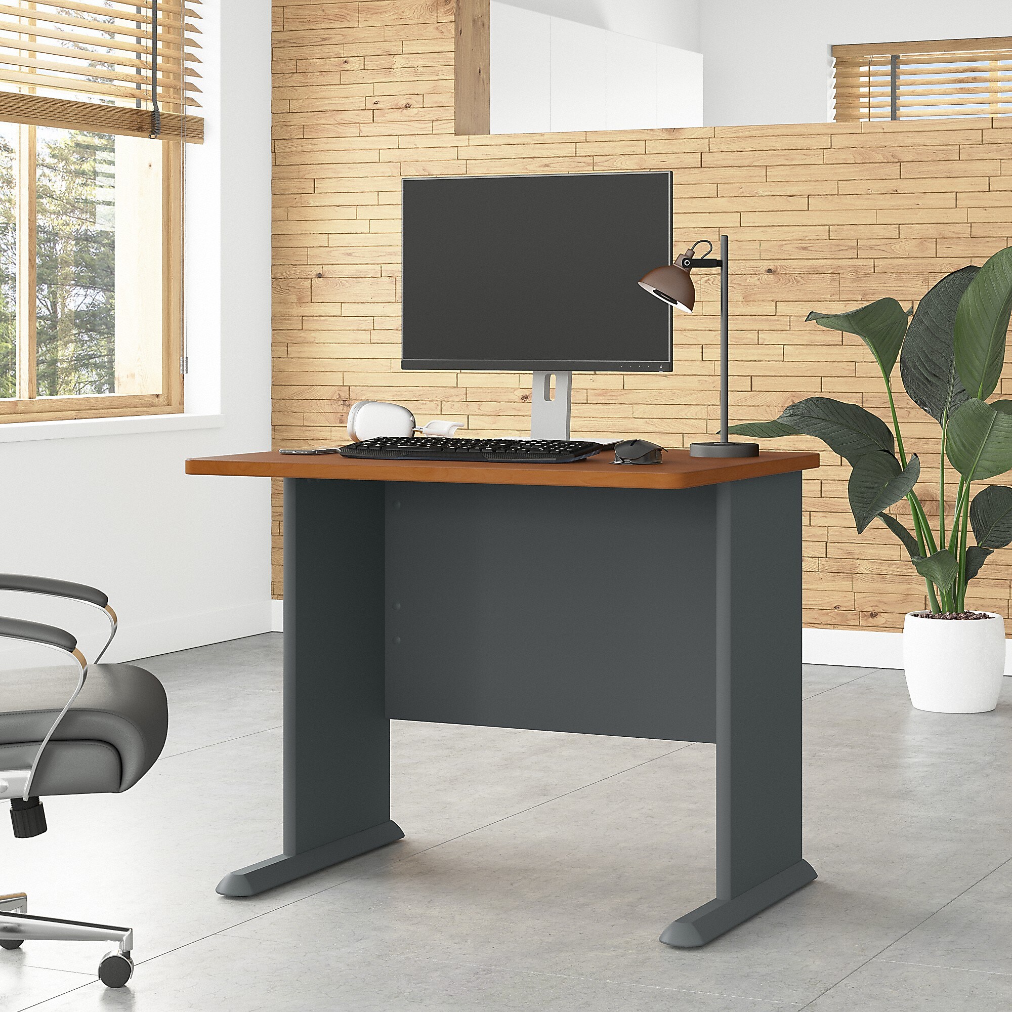 Bush Business Furniture Cubix 36″W Desk, Natural Cherry/Slate (WC57436) Sansujyuku sansujyuku.com