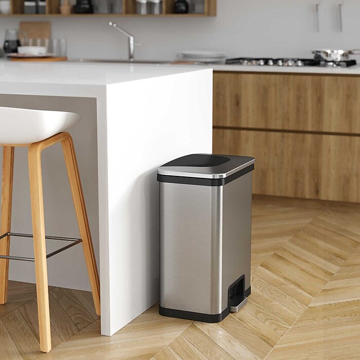 halo TapCan Stainless Steel Rectangular Pedal Sensor Trash Can