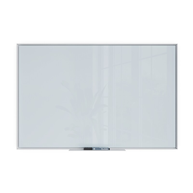 U Brands Glass Dry-Erase Whiteboard, Aluminum Frame, 3' x 2' (2824U00-01) image 1