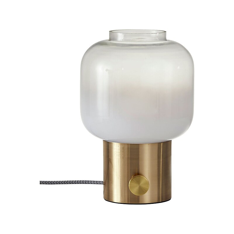 Adesso Lewis Incandescent/CFL Table Lamp, Antique Brass/White (6027-21) image 1