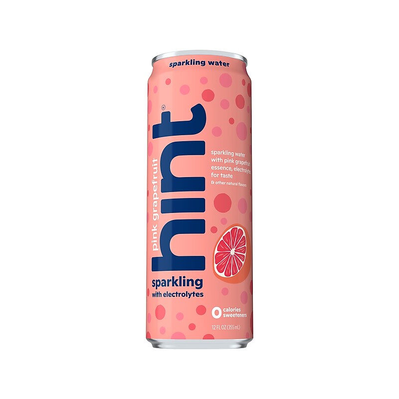 Hint Pink Grapefruit Sparkling Water with Electrolytes, 12 fl. oz., 12 Cans/Carton (HINT-PGCAN-E) image 1