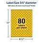 Avery Laser/Inkjet Round Multipurpose Labels, 0.75" Dia., Bright Yellow, 1600/Pack (94504)~#|#~9BC9BDE4-32E4-4106-9296AB1964F03614_sc7