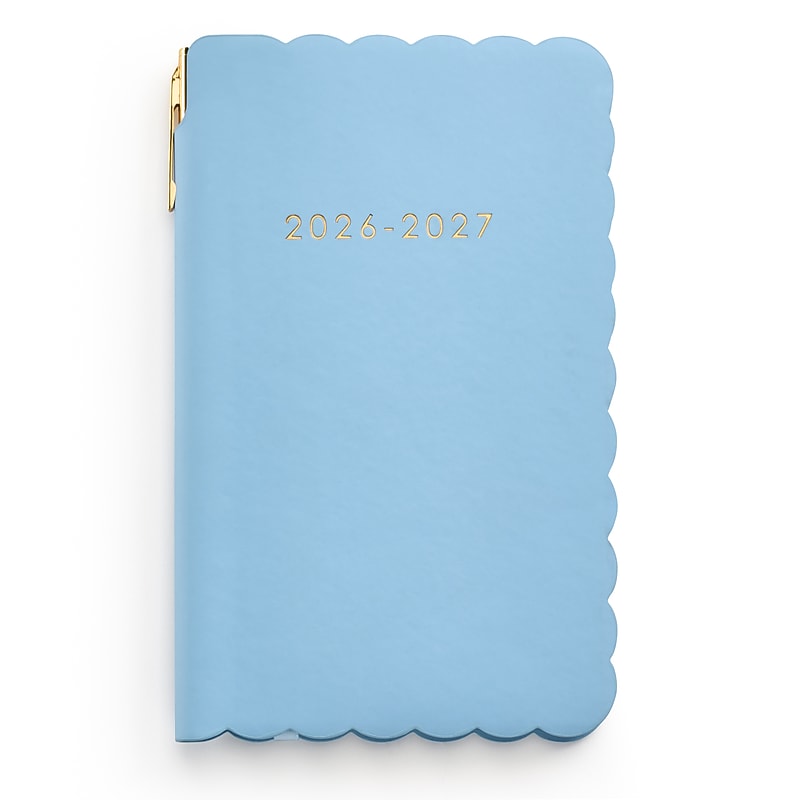 2026-2027 Eccolo 4" x 7" Academic Weekly & Monthly Student Planner, Faux Leather Cover, Blue (AY27-401F) image 1