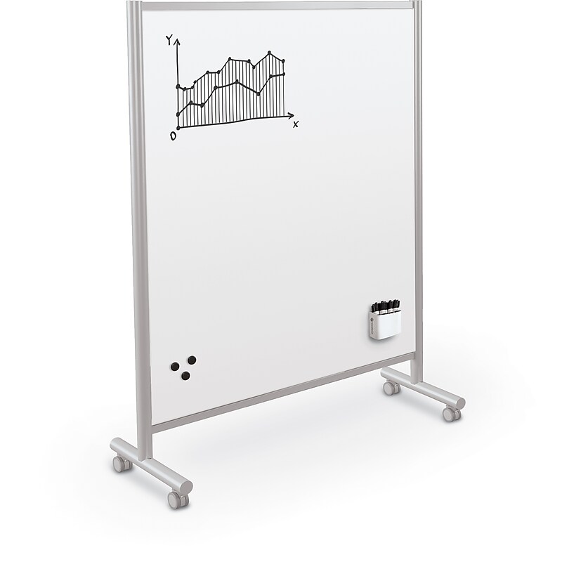 MooreCo Inklud Double Sided Magnetic Mobile Dry Erase Whiteboard, 61.5"H x 46"W (59094) image 1