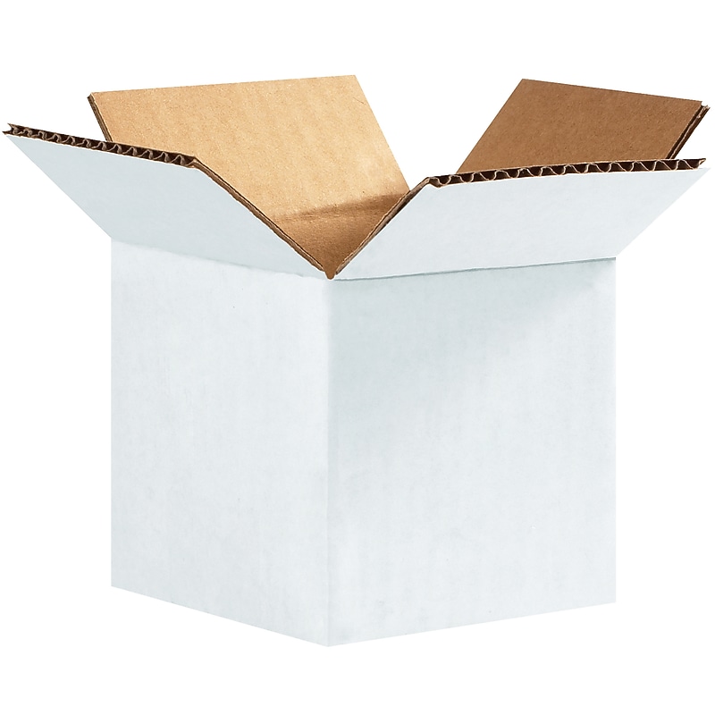 4" x 4" x 4" Shipping Boxes, White, 25/Bundle (444W) image 1