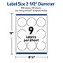 Avery Round Laser Multipurpose Labels, 2.5" Dia., White, 900/Box (19479399411)~#|#~9BD199A5-2E9B-4A6C-93C7AE1DF34A8349_sc7