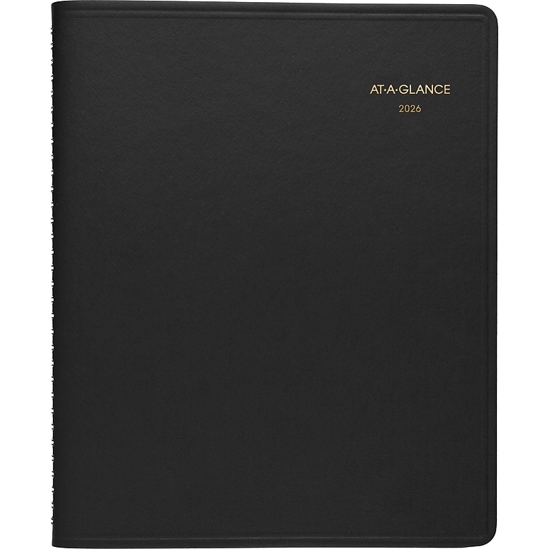 2026 AT-A-GLANCE 8" x 11" Calendar Monthly Planner, Faux Leather Cover, Black (70-260-05-26) image 1