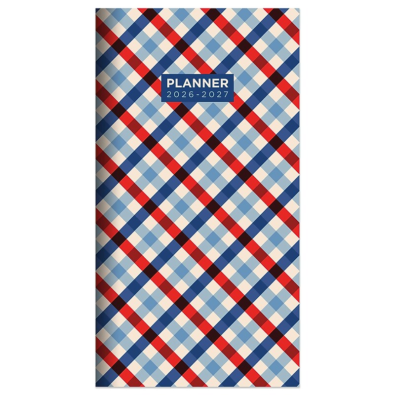 2026-2027 TF Publishing Patriotic Plaid 3.5" x 6.5" Monthly, Paperboard Cover, Multicolored (26-7028) image 1