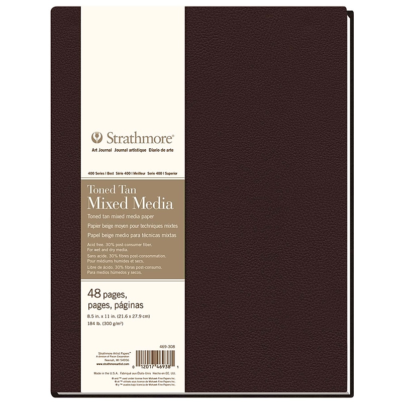 Strathmore 400 Series 8.5" x 11" Smyth-Sewn Bound Toned Tan Art Journal Mixed Media Paper, 48 Sheets/Pad (STTP469308) image 1