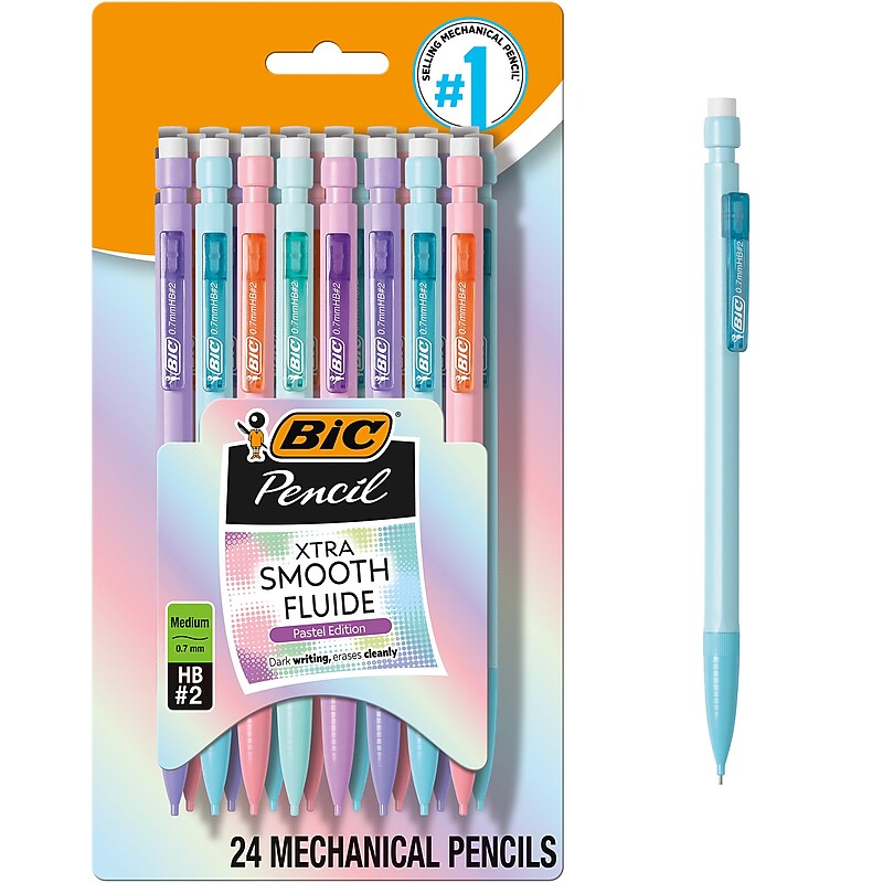 BIC Xtra Smooth Pastel Edition Mechanical Pencil, 0.7mm, #2 Medium Lead (MPNP24-BLK) image 1