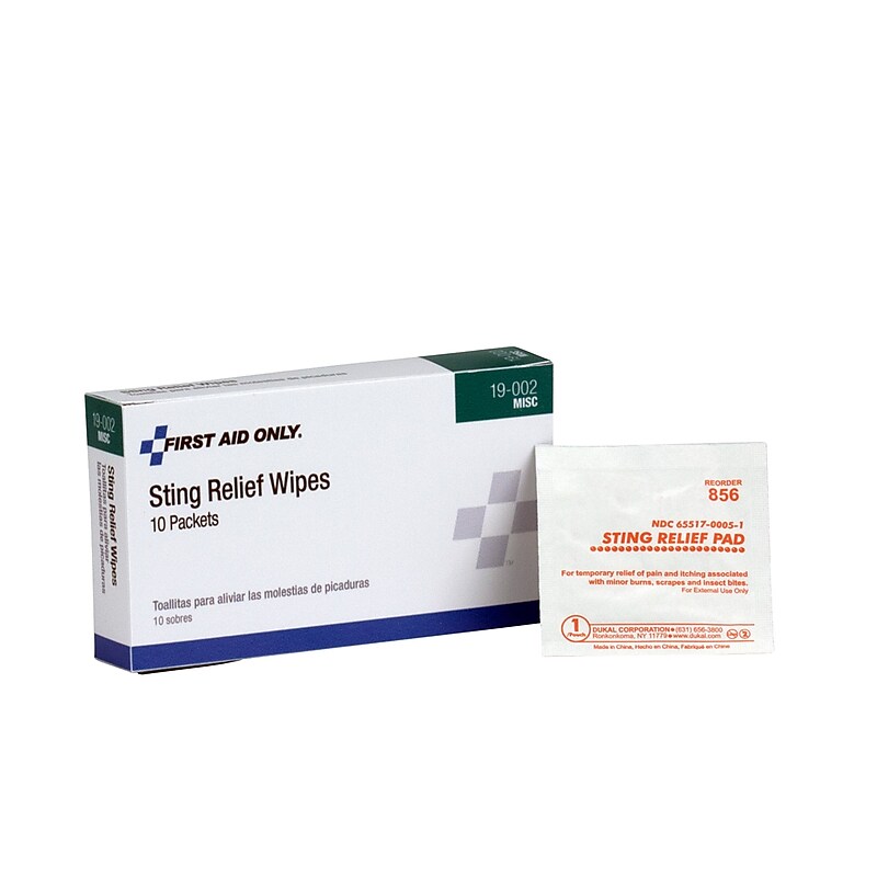 First Aid Only Sting Relief Wipes, 10/Box (19-002) image 1