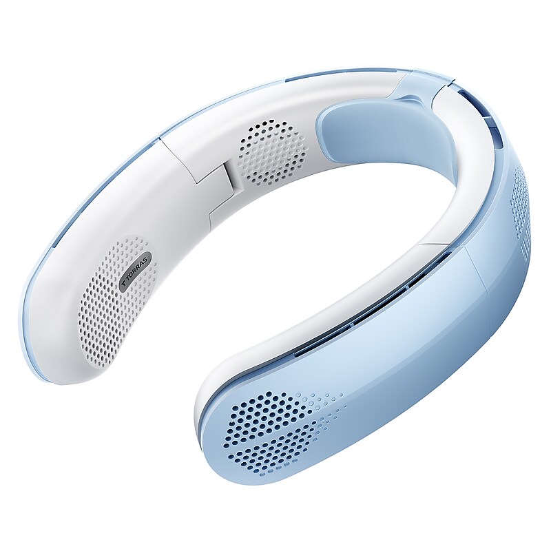 TORRAS COOLiTE Portable Foldable Neck Fan with 4,000-mAh Battery, 4-Speed, Light Blue (X00FG2D002) image 1