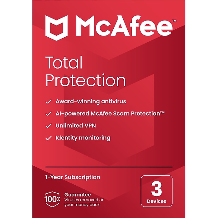 McAfee Total Protection for 3 Users, Windows/Mac/Android/iOS