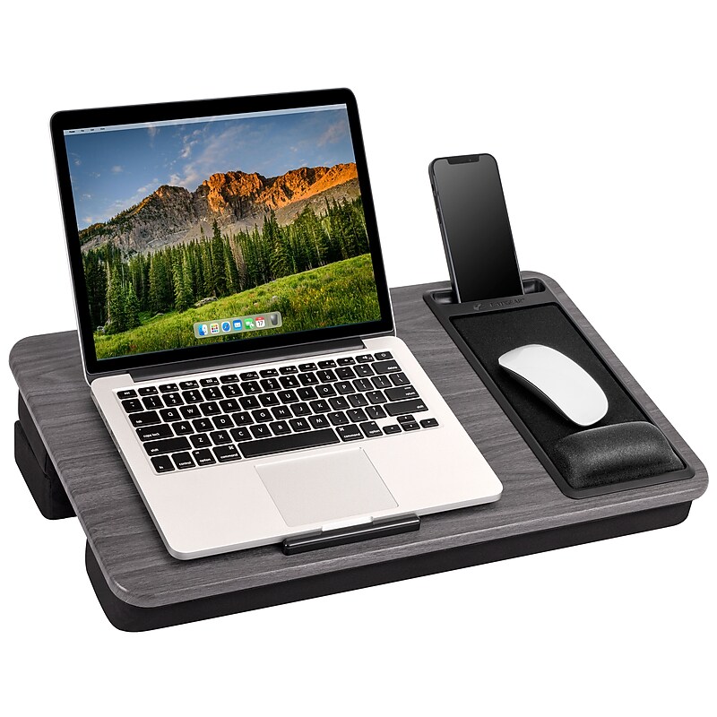 LapGear Elevation Pro 17 23" x 13" x 2.4" Lap Desk, Gray Woodgrain image 1